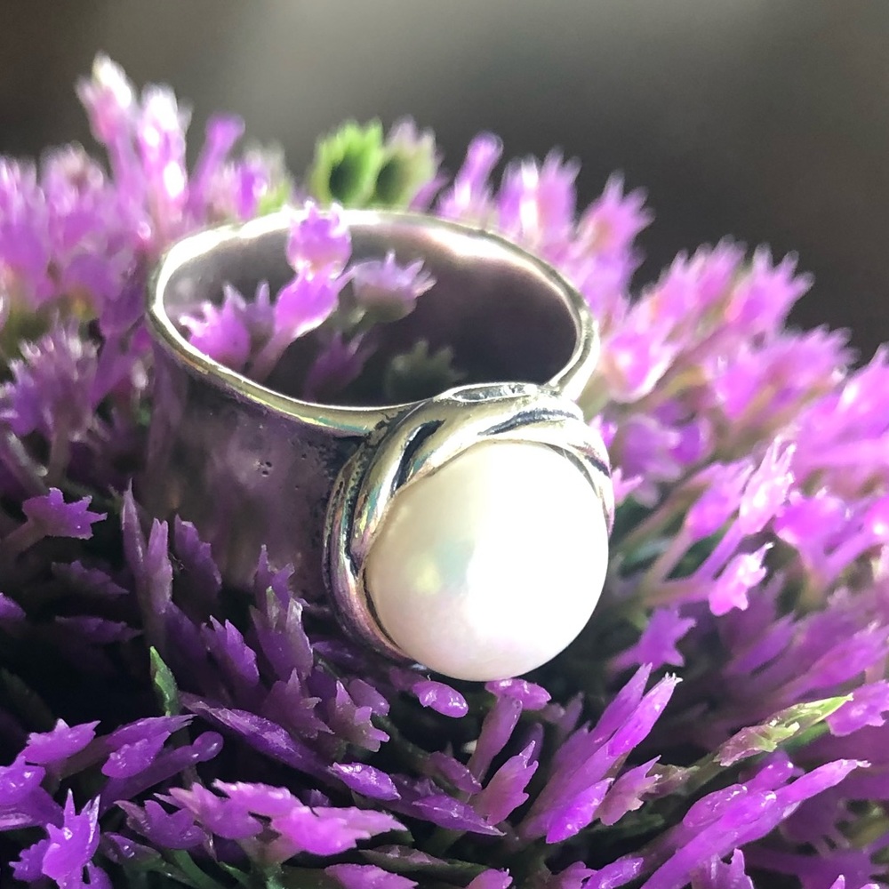 Grace & Heart .925 silver freshwater pearl ring 7